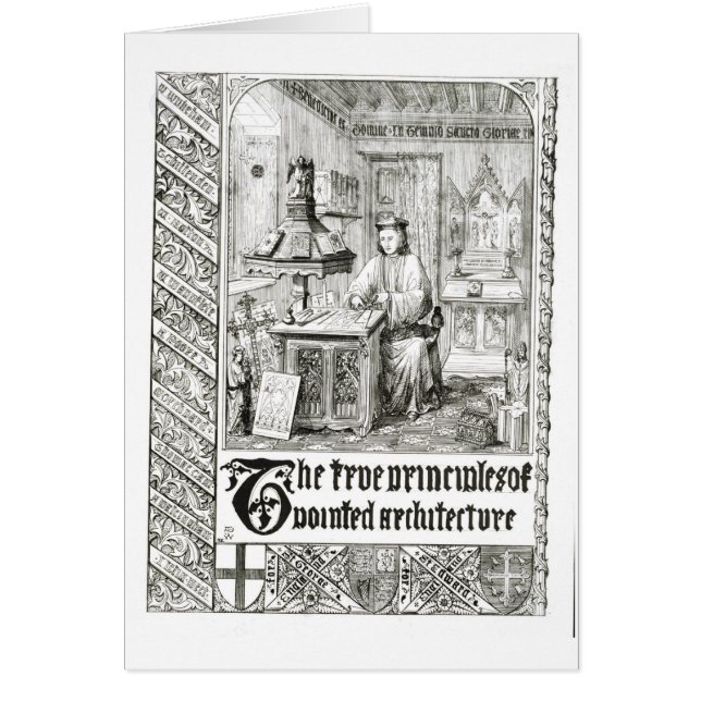 Cartão Pugin no trabalho, frontispiece 'dos princípios (Frente)