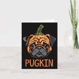 Cartão Pugkin Pug Halloween Pumpkin Homens de Ação de Gra