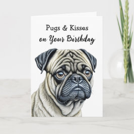 Cartão Pugs e beijos no seu aniversário