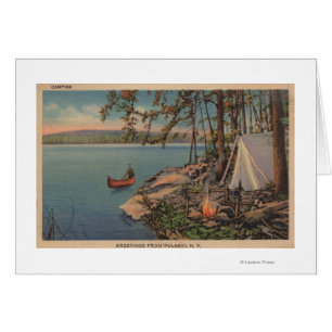 Cartão Pulaski, NY View da Canoa, Camping, Tent, Lago