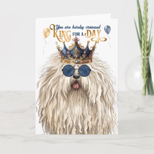 Cartão Puli Dog King para um dia de aniversário engraçado (Frente)