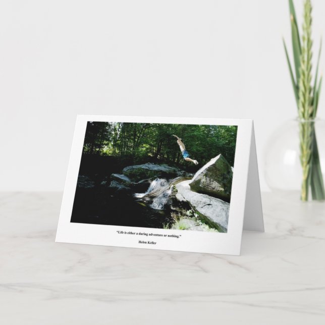 Cartão Pulo da fé - citações audazes da aventura, H (Frente)