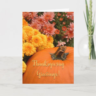 Cartão Pumpkin And Chrysanthemums / Thanksgiving