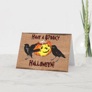 Cartão Pumpkin & Crows Vintage Halloween Card
