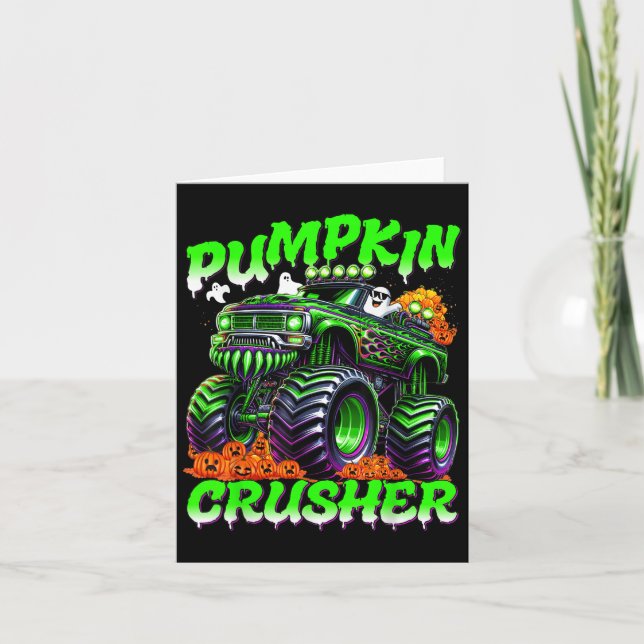 Cartão Pumpkin Crusher Monster Truck Ghosts Halloween For (Frente)