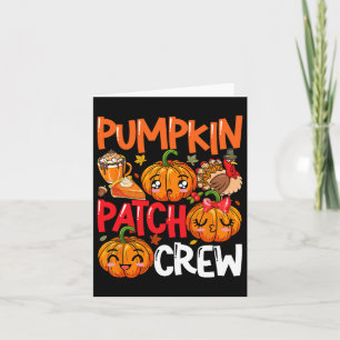 Cartão Pumpkin Cute Patch Crew Ação de Graças Queda Turqu