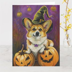 Cartão Pumpkin de Bruxa de Halloween do Cachorro Spooki