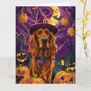 Cartão Pumpkin de Bruxas de Bruxas do Red Setter Irlandês