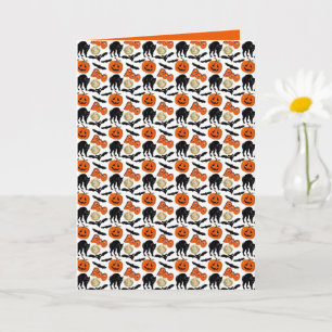 Cartão Pumpkin De Gato E Desenho De Lua Do Halloween Boo 