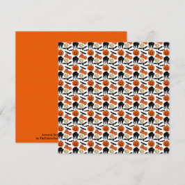 Cartão Pumpkin De Gato E Desenho De Lua Do Halloween Boo 