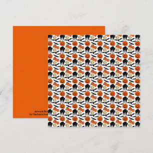 Cartão Pumpkin De Gato E Desenho De Lua Do Halloween Boo 