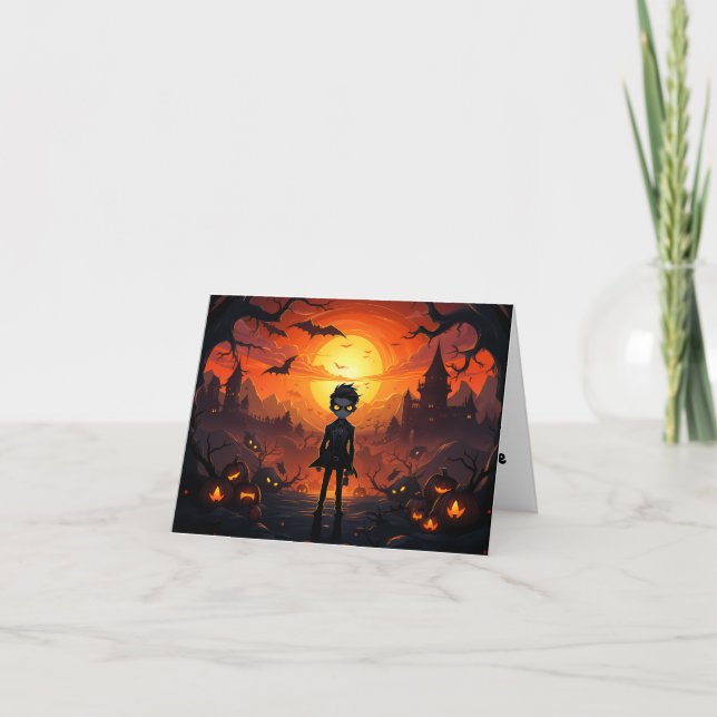 Cartão Pumpkin De Vampiro E Halloween (Frente)