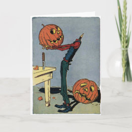 Cartão Pumpkin Esculpindo Sua Cabeça - Halloween