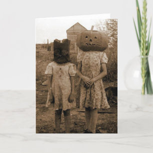 Cartão Pumpkin girl with the black sack