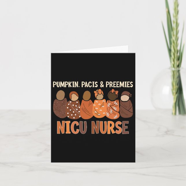 Cartão Pumpkin Pacis E Preemies Nicu Enfermeira outono (Frente)