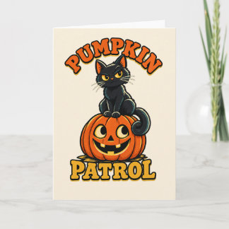 Cartão Pumpkin Patrol – Gato Preto Fofo de Halloween