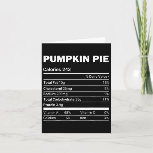 Cartão Pumpkin Pie Nutrition Tee Engraçado Correspondênci