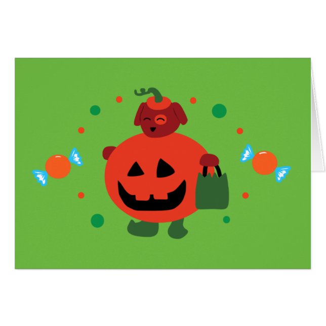Cartão Pumpkin Puppy (Frente Horizontal)