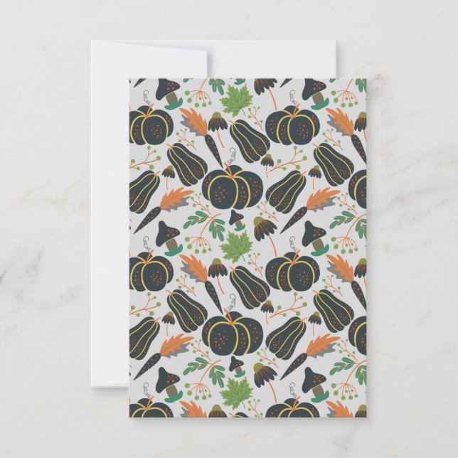 Cartão Pumpkin seamless pattern carrot black and white (Frente)