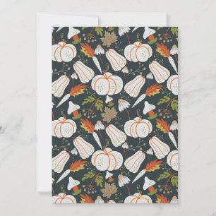 Cartão Pumpkin sem costura padrão floral preto e branco