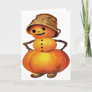 Cartão Pumpkin Snowman (Cartão Vintage Halloween)