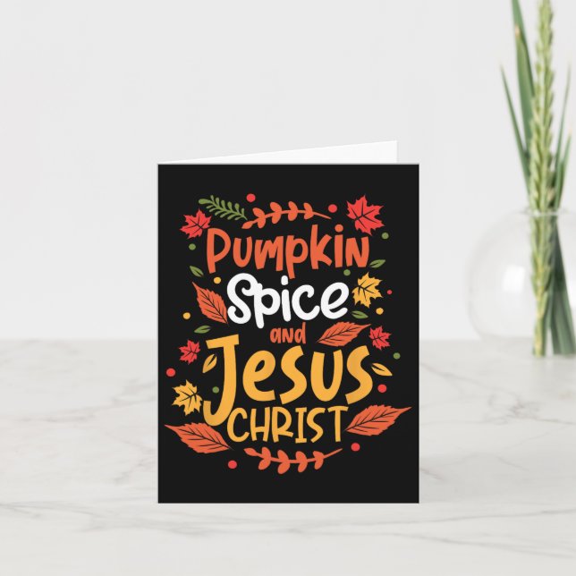 Cartão Pumpkin Spice e Jesus Cristo Ação de Graças (Frente)