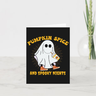 Cartão Pumpkin Spice Latte Fall Vibe Halloween Spooky Gho
