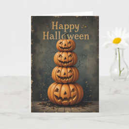 Cartão Pumpkin Stack Russo Halloween Farmhouse Fall Vibe