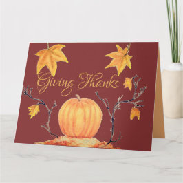 Cartão Pumpkin Watercolor de Ação de Graças