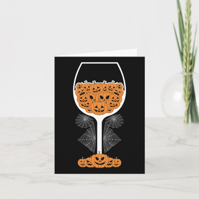 Cartão Pumpkin Wine Gl Spider Fácil Halloween (Frente)