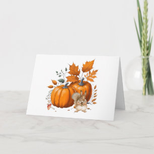 Cartão Pumpkins, Folhas de outono e Esquilo