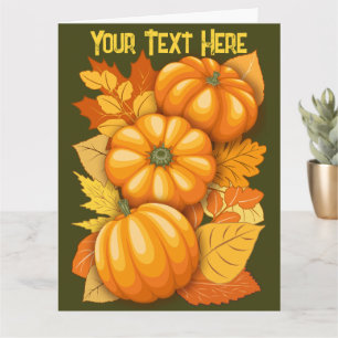 Cartão Pumpkins Patterno do Halloween em Fall Season