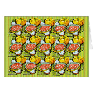 Cartão Pumpkins, Sopa e Fundo Raspado