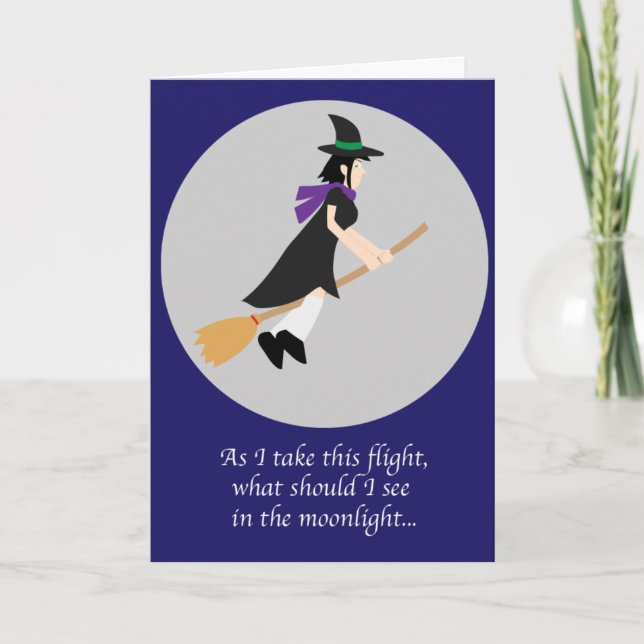Cartão Punny Witch Halloween (Frente)