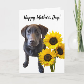Cartão Puppy e Sunflower Pun Pretos