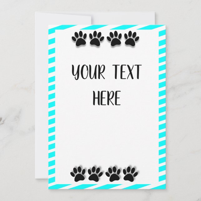 Cartão Puppy Paw Imprime Com Texto Personalizado (Frente)