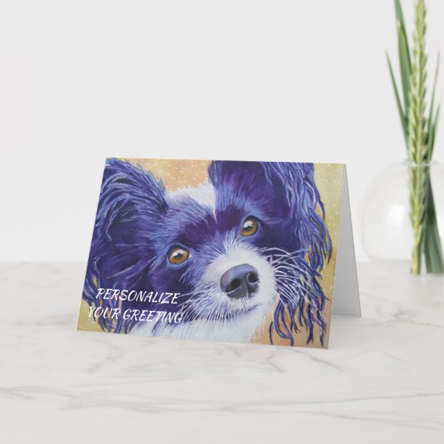 Cartão Puppy preto doce Papillon (Frente)