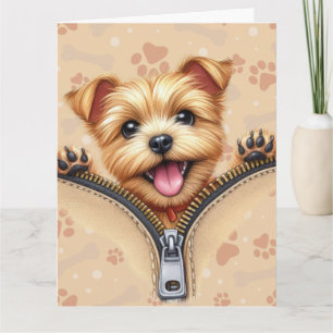 Cartão Puppy Terrier No Soquete Zipper