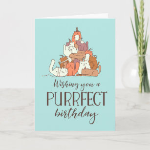 Cartão Purfect Birthday Engraçado Gato Passado Aniversári