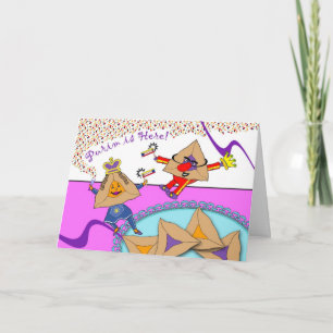 Cartão Purim is Here! Hamantaschen in Costume Card