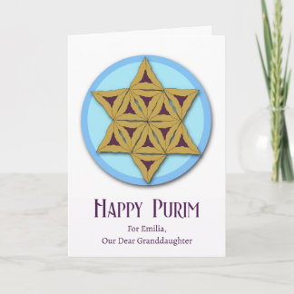 Cartão Purim para a neta Hamantaschen Magen David