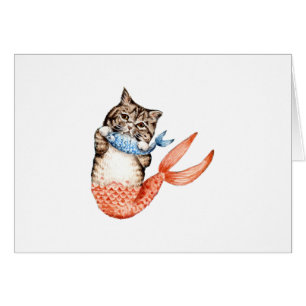 Cartão Purmaid Cat Mermaid