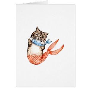 Cartão Purmaid Cat Mermaid