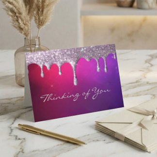 Cartão purple and pink glitter drip Sympathy Card