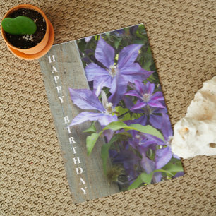 Cartão Purple Clematis Floral Birthday