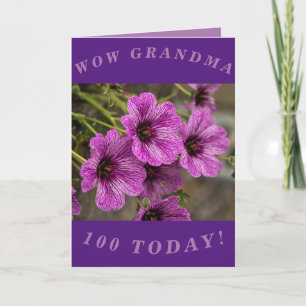 Cartão Purple Floral 100th Birthday Card for Grandma