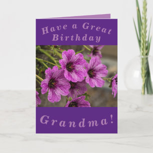 Cartão Purple Floral Birthday Card for Grandma