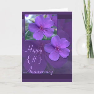 Cartão Purple Floral Elegance Anniversary