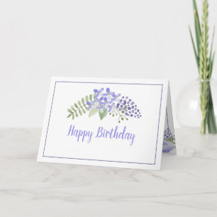 Cartão Purple Floral Watercolor Elegant Feminine Birthday