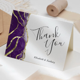 Cartão Purple Ink Gold Wedding Thank You Card